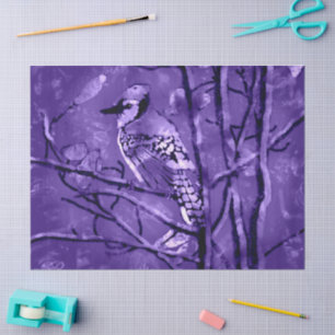 Blue Jay Abstract Purple Black Decoupage Tissue Paper