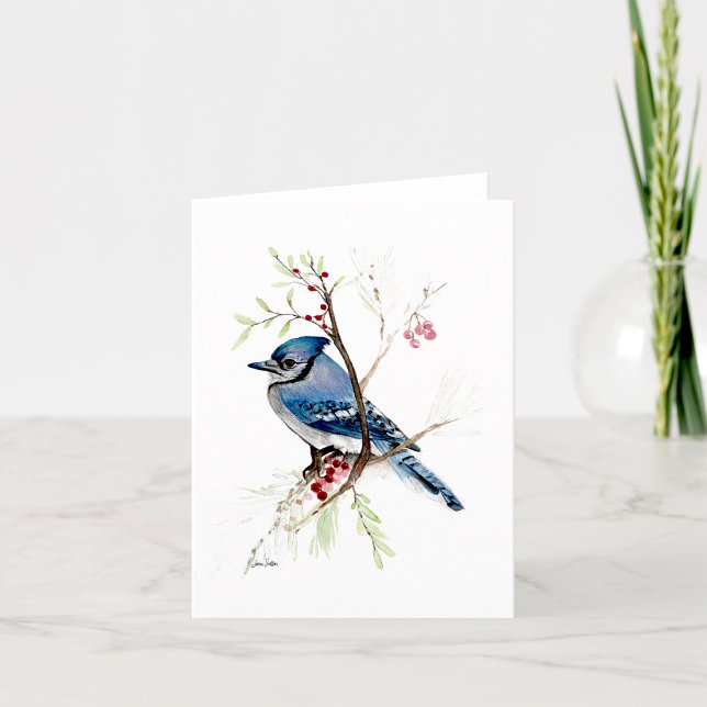 Blue Jay Beautiful Watercolor Note Card (Blue Jay beautiful watercolor blank note card from Jenn Steffen Art)