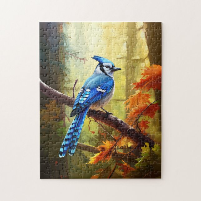 Blue Jay Bird Art Jigsaw Puzzle (Vertical)