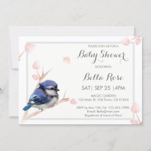 Blue Jay Bird Baby Shower Invitations