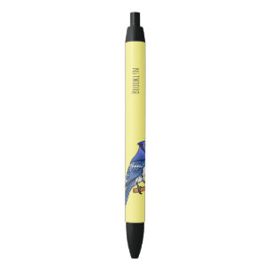Blue jay bird cartoon illustration black ink pen
