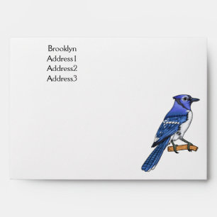 Blue jay bird cartoon illustration envelope