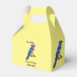 Blue jay bird cartoon illustration  favour box