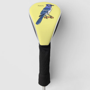 Blue jay bird cartoon illustration golf head cover