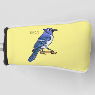 Blue jay bird cartoon illustration golf head cover