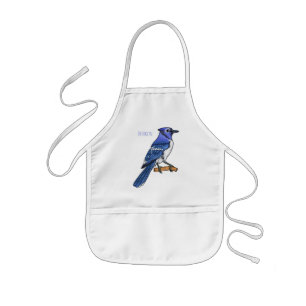 Blue jay bird cartoon illustration  kids apron