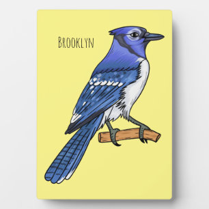 Blue jay bird cartoon illustration plaque
