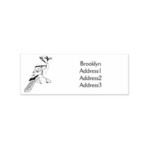Blue jay bird cartoon illustration rubber stamp