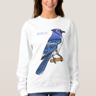 Blue jay bird cartoon illustration sweatshirt