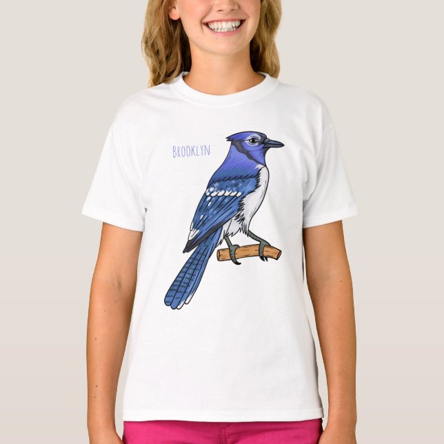 Blue jay bird cartoon illustration  T-Shirt (Front)