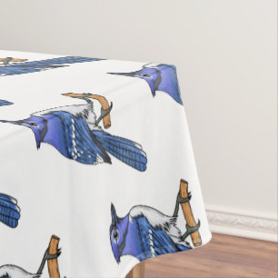 Blue jay bird cartoon illustration tablecloth