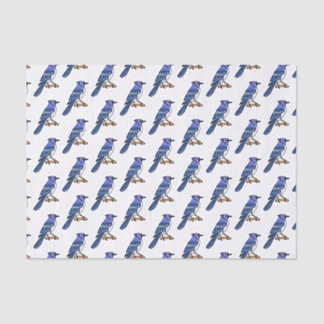 Blue jay bird cartoon illustration tissue paper (Front)