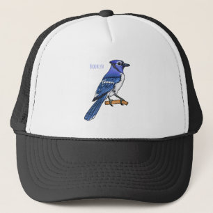 Blue jay bird cartoon illustration trucker hat