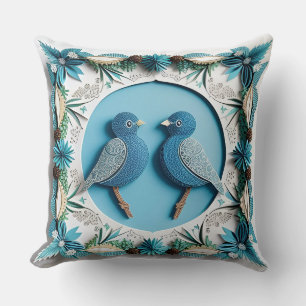 🕊️ Blue Jay Bird Cottagecore Nature Decor 🌸 Cushion