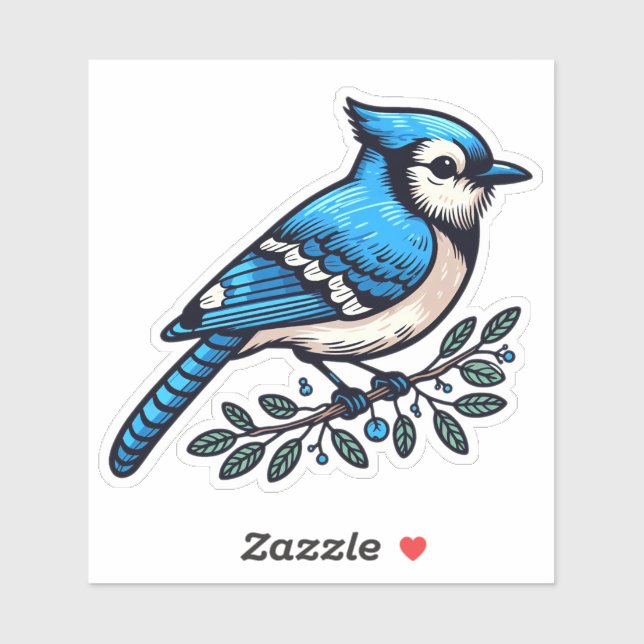 Blue Jay bird Custom-Cut Vinyl Sticker (Sheet)