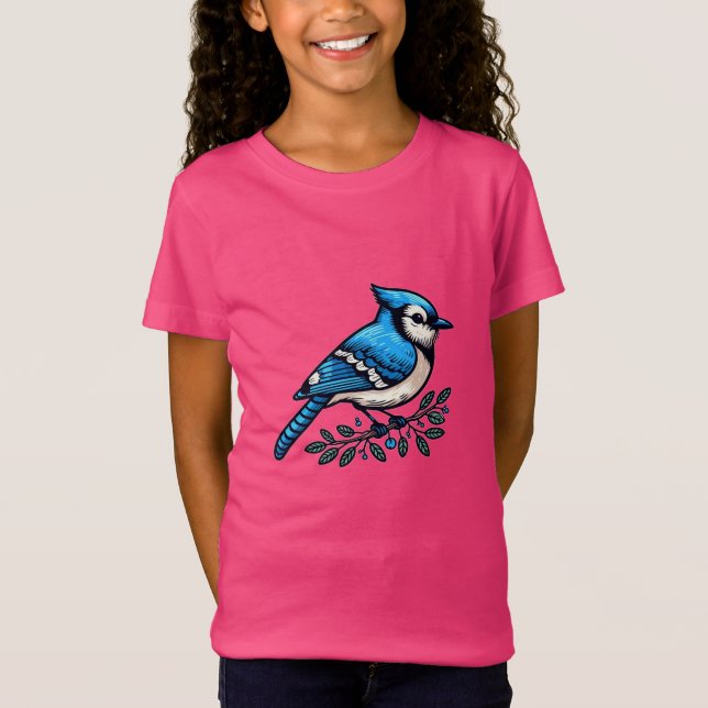 Blue Jay bird Fine Jersey T-Shirt (Front)