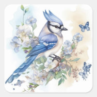 Blue Jay Bird Flowers Springtime Summer Nature