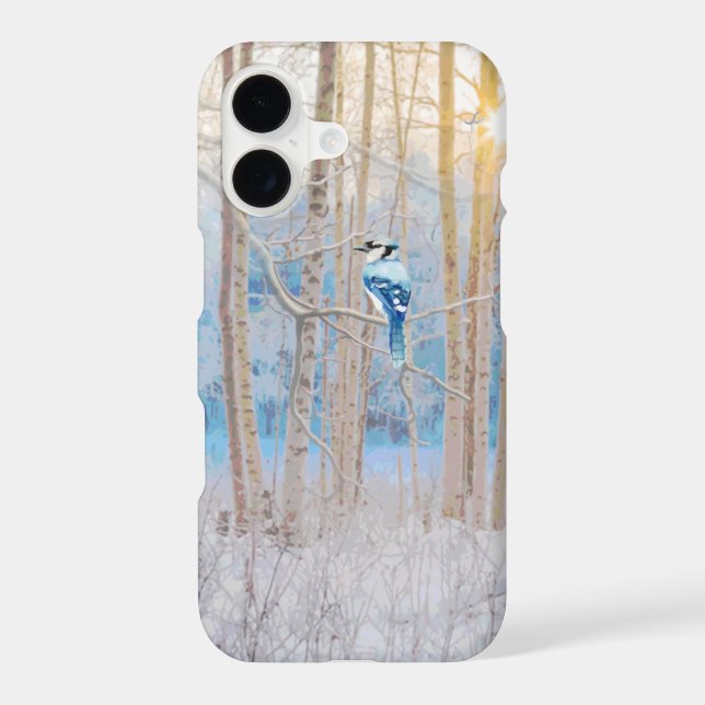 Blue Jay Bird Forest Trees Nature Wildlife Art iPhone Case (Back)
