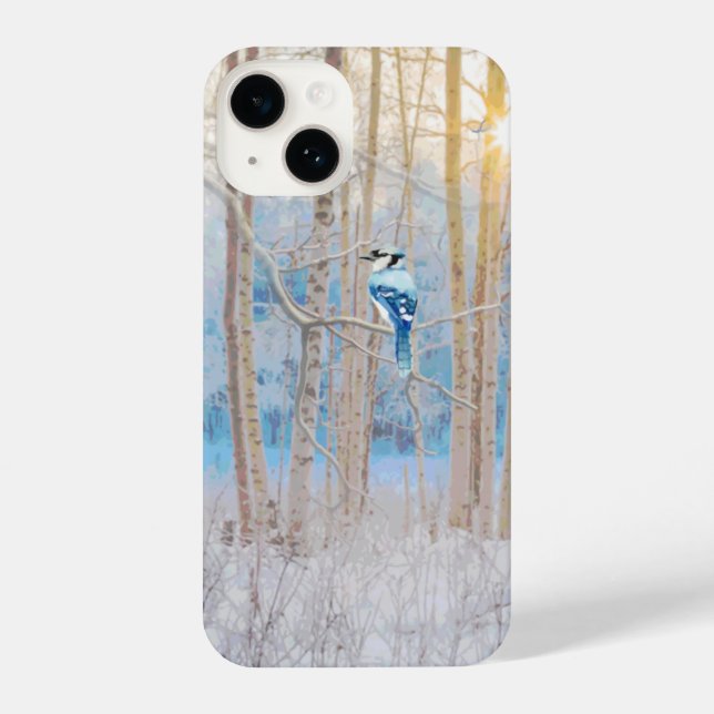 Blue Jay Bird Forest Trees Nature Wildlife Art iPhone Case (Back)
