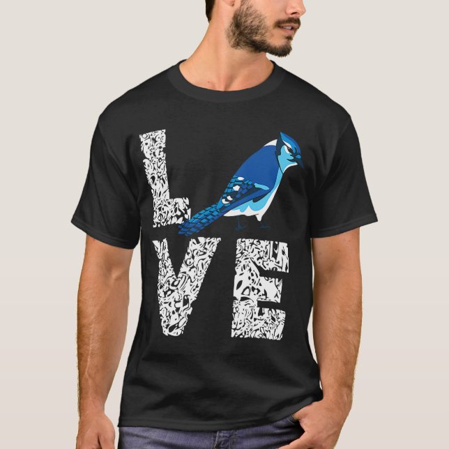 Blue Jay Bird Love Leopard Steller's Jay Artistic  T-Shirt (Front)