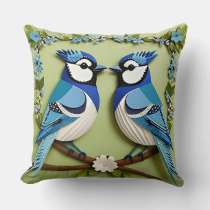 🐦 Blue Jay Bird  Nature Home Accent 🌿 Cushion