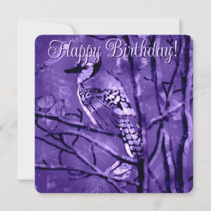 Blue Jay Bird on Tree Branch Birthday Card