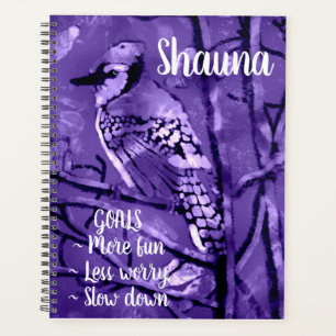 Blue Jay Bird Pink Abstract Art Personalised Planner