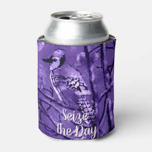 Blue Jay Bird Purple Abstract Art Personalised Can Cooler