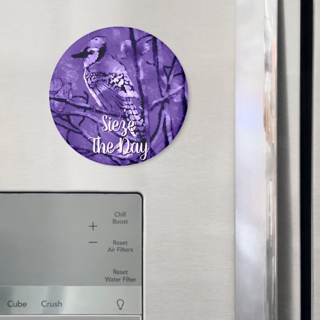 Blue Jay Bird Purple Abstract Art Personalised Magnet (In Situ (Fridge))