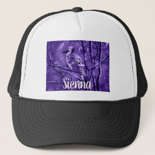 Blue Jay Bird Purple Abstract Art Personalised Trucker Hat
