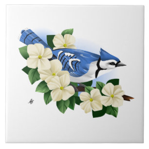 Blue Jay Bird Tile