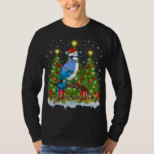 Blue Jay Bird Xmas Lights Santa Blue Jay Christmas T-Shirt