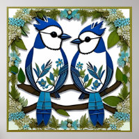 Blue Jay Birds Paper Art