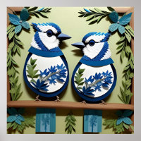 Blue Jay Birds Paper Art