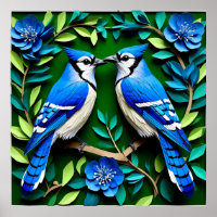 Blue Jay Birds Paper Art