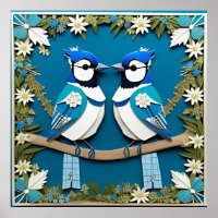 Blue Jay Birds Paper Art