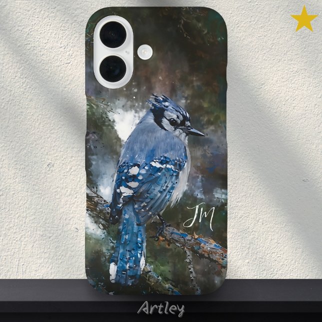 Blue Jay Birdwatching Bird Painting Custom Name  Case-Mate iPhone Case (Creator Uploaded)