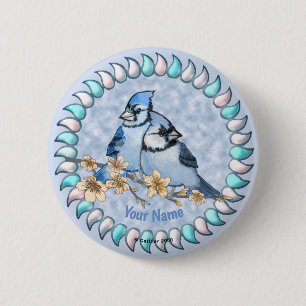 Blue Jay Branch 6 Cm Round Badge