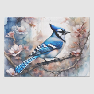 Blue Jay Cherry Blossoms watercolor Tissue Paper