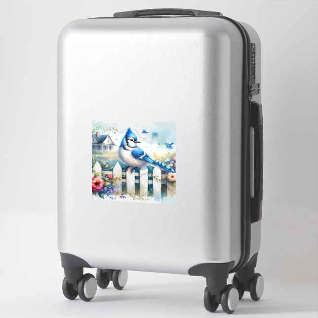 Blue Jay Cottage Garden Fence Scene (Suitcase)