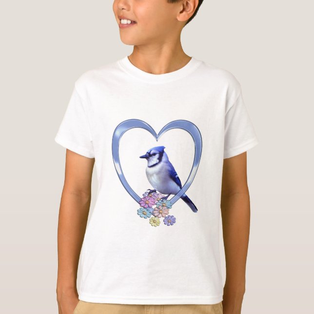 Blue Jay in Heart T-Shirt (Front)