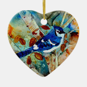 Blue Jay in the Tree Ceramic Tree Decoration
