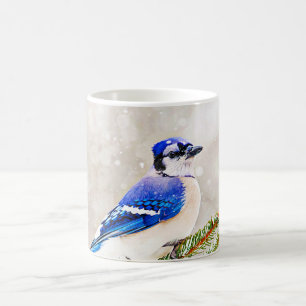 Blue Jay in Winter Coffee Mug