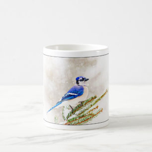 Blue Jay in Winter Coffee Mug