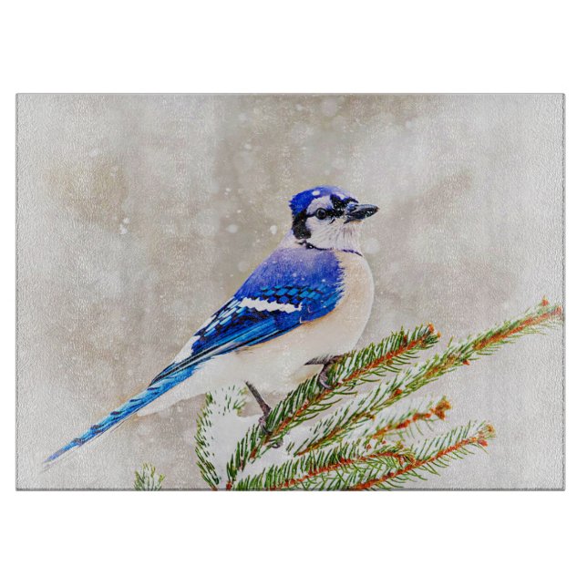 Blue Jay in Winter Cutting Board (Front)