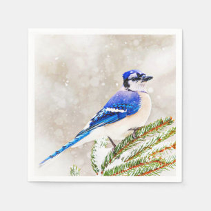 Blue Jay in Winter Napkin