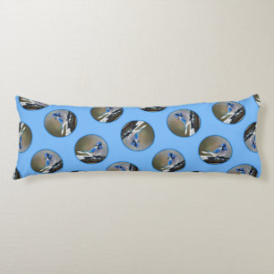 Blue Jay in Winter Snow Painting Original Bird Art Body Cushion
