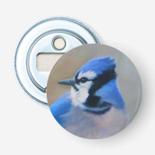 Blue Jay Painting - Original Bird Art Bottle Opener