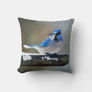 Blue Jay Painting - Original Bird Art Cushion