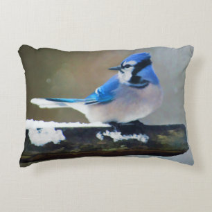 Blue Jay Painting - Original Bird Art Decorative Cushion